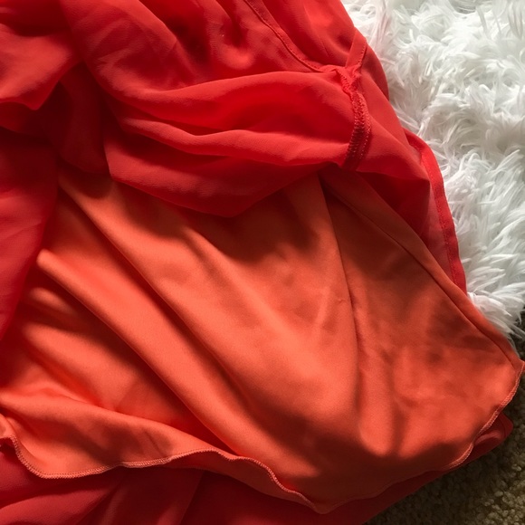 City Triangles Small Boho Orange Coral Off Shoulder Maxi Dress - Picture 4 of 7